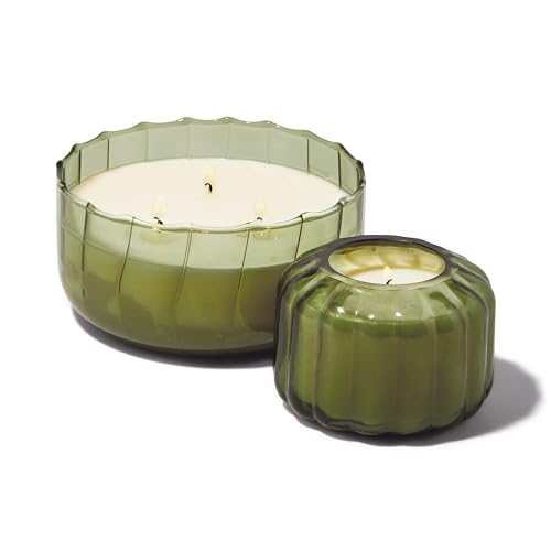 Paddywax Scented Candles Vintage Style Ripple Collection Hand Blown Glass Luxury Artisan Candle, 128g, Green - Secret Garden