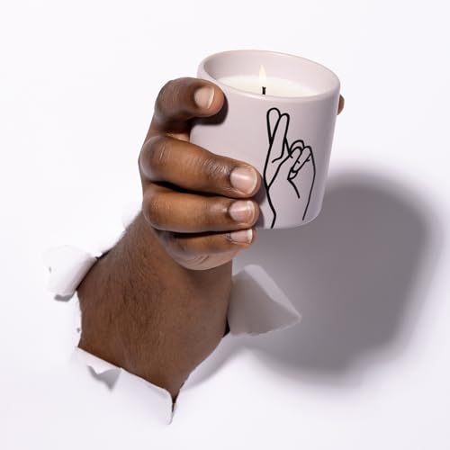 Paddywax Scented Candles in Matte Ceramic Impressions Collection Artisan Candle, 163g, Fingers Crossed