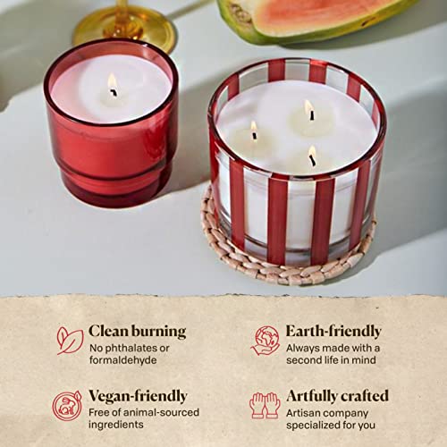 Paddywax Candles Al Fresco Collection, Naturally Scented Candle, 7 Ounces, Red, Rosewood Vanilla