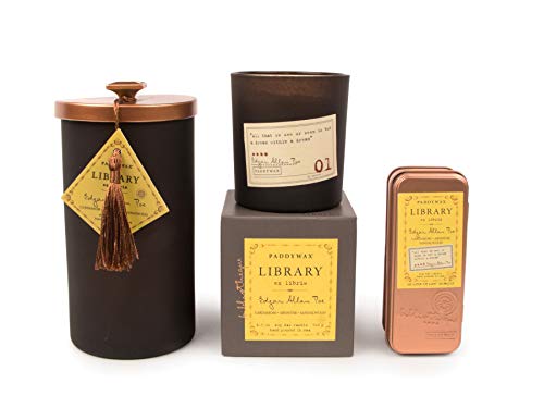 Paddywax Library Collection Edgar Allan Poe 2-Wick Scented Travel Tin Candle, Set of 2, 3.5-Ounce, Cardamom, Absinthe & Sandalwood