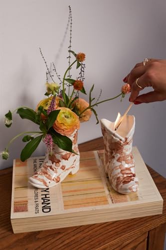 Paddywax Scented Candles Glazed Ceramic Nashville Cowboy Boot Shaped Candle, 6-Ounce, Desert Peach