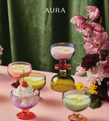 Paddywax Scented Candles Vintage Glass Aura Collection Soy Wax Blend 2-Wick Candle, 6-Ounce, Misted Lime