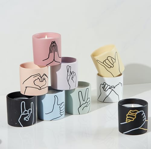 Paddywax Scented Candles in Matte Ceramic Impressions Collection Artisan Candle, 163g, Fingers Crossed