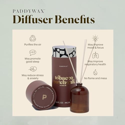 Paddywax Petite Collection Scented Oil Reed Diffuser, Mini - 1.5-Ounce, Brown-Tobacco Patchouli