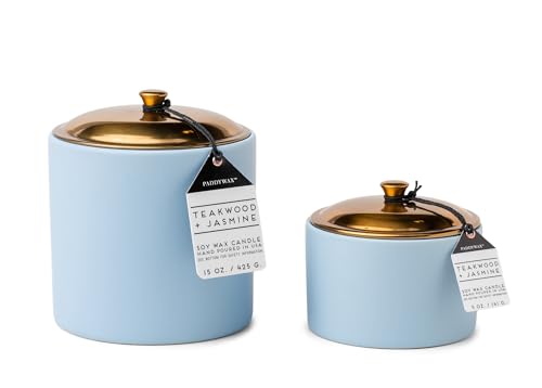 Paddywax Scented Candles Minimalist Hygge Range Luxury Candle, 3-Wick - 425g, Teakwood + Jasmine