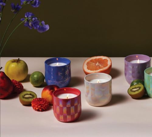 Paddywax Scented Candles Lustre Iridescent Ceramic Luxury Artisan Candle, 10-Ounce, Matte Purple - Lavender & Fern
