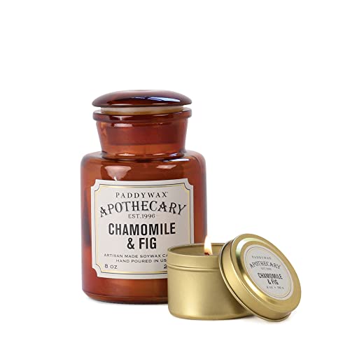 Paddywax Apothecary Artisan Hand-Poured Scented Candle, 8-Ounce, Chamomile & Fig