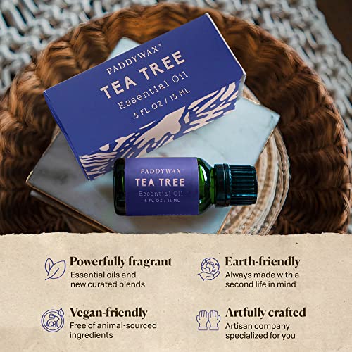 Paddywax Body-Safe Essential Oil for Diffusers, Scented Oil, 0.5 Ounces, Tea Tree