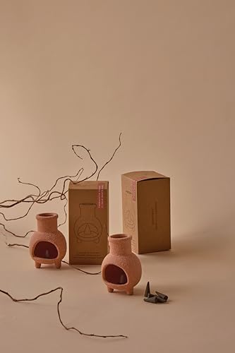 Paddywax Nashville Incense Cones and Chiminea Ceramic Incense Cone Holder Set, 20-Count, Terracotta - Palo Santo & Sage