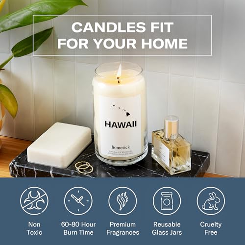 Homesick Scented Candles for Home (Hawaii) - 13.75 oz Long-Lasting Soy Wax Jar Candle for Women & Men for All Occasions, 60-80 Hours Burn Time - Notes of Pineapple & Coconut