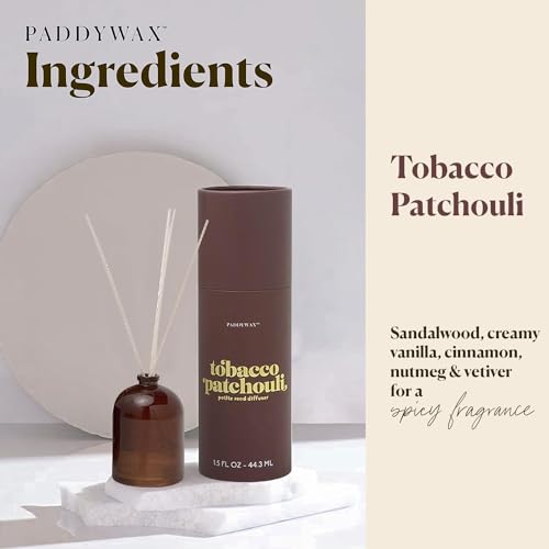 Paddywax Petite Collection Scented Oil Reed Diffuser, Mini - 1.5-Ounce, Brown-Tobacco Patchouli